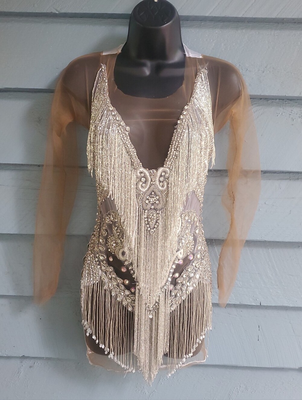 Rhinestone Applique Showgirl Dress